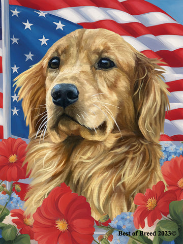 Golden Retriever - Best of Breed  Patriotic I All-American Outdoor House and Garden Flag