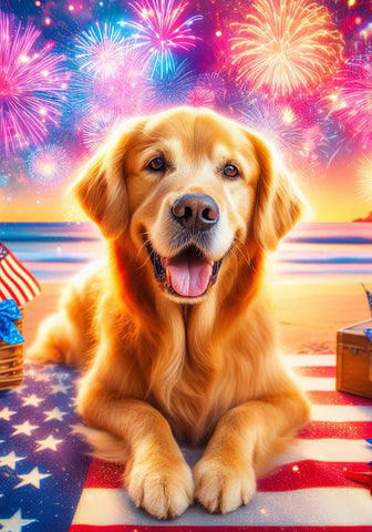 Golden Retriever - Best of Breed DCR July 4 Outdoor Flag