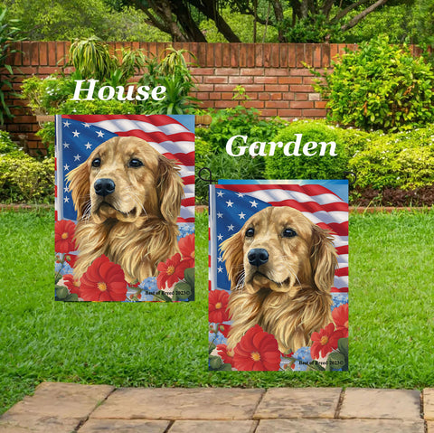 Golden Retriever - Best of Breed  Patriotic I All-American Outdoor House and Garden Flag