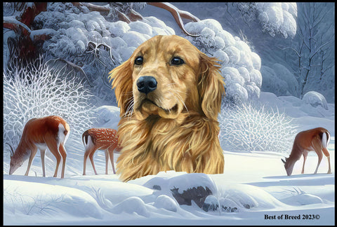 Golden Retriever - Best of Breed Winter Wonderland Floor Mat Tufted Loop 18" x 27"