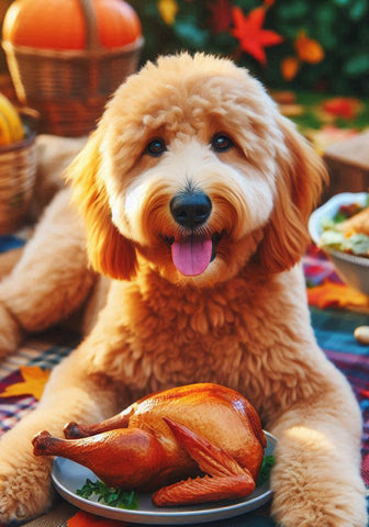 Goldendoodle Apricot - Best of Breed DCR Thanksgiving Outdoor House and Garden Flag