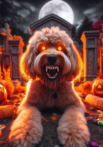 Goldendoodle Apricot - Best of Breed DCR Halloween Outdoor House and Garden Flag