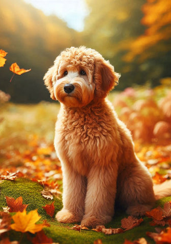 Goldendoodle Apricot - Best of Breed DCR Falling Leaves Outdoor Flag