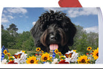 Goldendoodle Black - Best of Breed Summer Flowers Mailbox Cover Hi-Grade Vinyl 6" x 19"