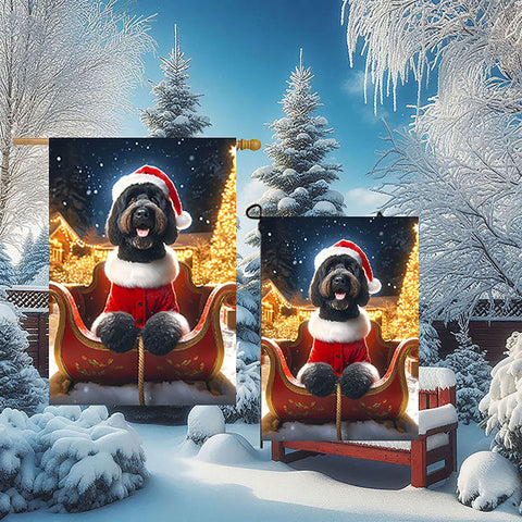 Goldendoodle Black - Best of Breed DCR Christmas Outdoor House and Garden Flag