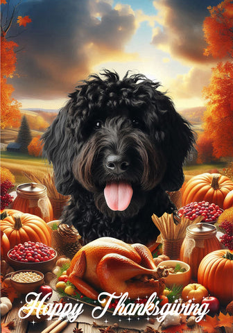 Goldendoodle Black - Best of Breed  Thanksgiving Outdoor House and Garden Flag