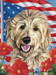 Goldendoodle Blonde - Best of Breed  Patriotic I All-American Outdoor House and Garden Flag