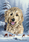 Goldendoodle Blonde - Best of Breed  Winter Wonderland Outdoor House and Garden Flag