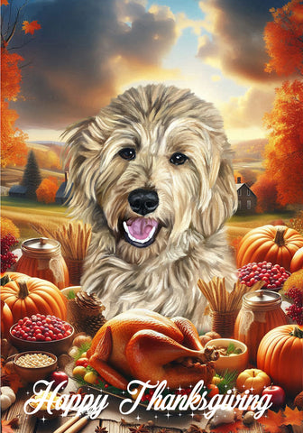 Goldendoodle Blonde - Best of Breed  Thanksgiving Outdoor House and Garden Flag