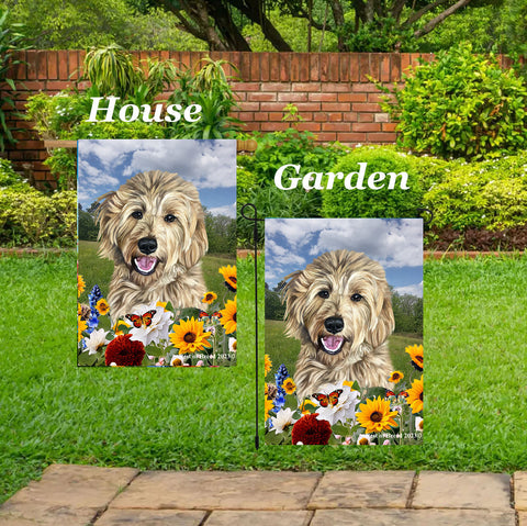 Goldendoodle Blonde - Best of Breed  Summer Fields Outdoor House and Garden Flag