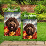 Goldendoodle  Chocolate - Best of Breed  Fall Leaves Outdoor House and Garden Flag