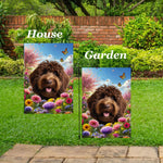 Goldendoodle  Chocolate - Best of Breed  Spring Butterflies Outdoor House and Garden Flag
