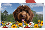 Goldendoodle  Chocolate - Best of Breed Summer Flowers Mailbox Cover Hi-Grade Vinyl 6" x 19"