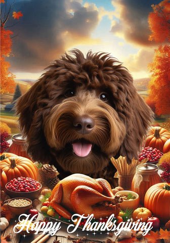 Goldendoodle  Chocolate - Best of Breed  Thanksgiving Outdoor House and Garden Flag