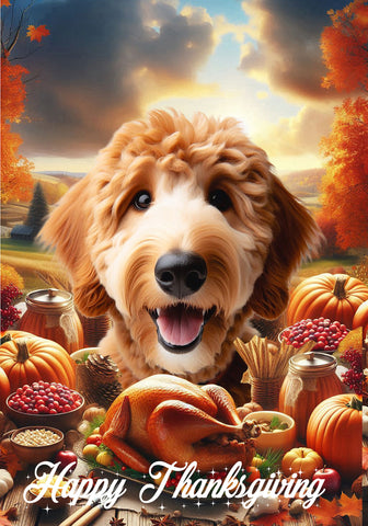 Goldendoodle Red - Best of Breed  Thanksgiving Outdoor House and Garden Flag