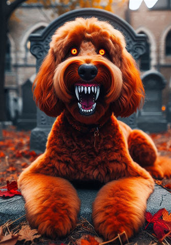 Goldendoodle Red - Best of Breed DCR Halloween Outdoor House and Garden Flag