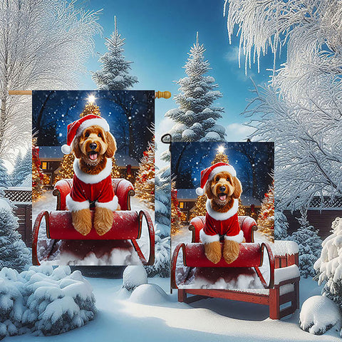 Goldendoodle Red - Best of Breed DCR Christmas Outdoor House and Garden Flag