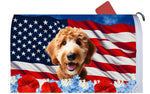 Goldendoodle Red - Best of Breed Patriotic Mailbox Cover Hi-Grade Vinyl 6" x 19"