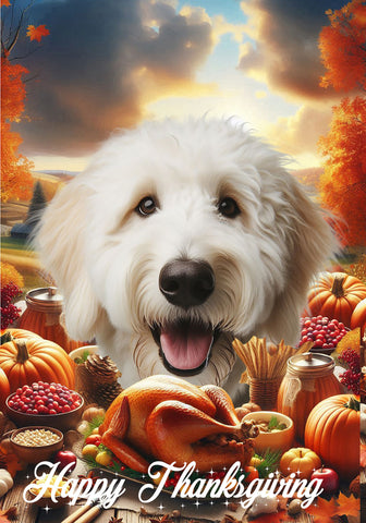 Goldendoodle White - Best of Breed  Thanksgiving Outdoor House and Garden Flag