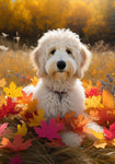 Goldendoodle White - Best of Breed DCR Falling Leaves Outdoor Flag