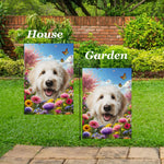 Goldendoodle White - Best of Breed  Spring Butterflies Outdoor House and Garden Flag