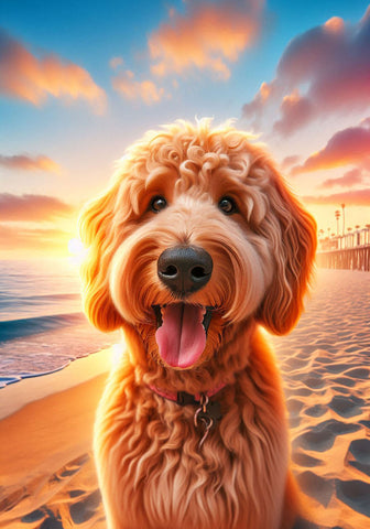 Goldendoodle Apricot - Best of Breed DCR Summer Sunset Outdoor House and Garden Flag