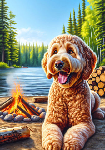 Goldendoodle Apricot - Best of Breed DCR Summer Camping   Outdoor House and Garden Flag