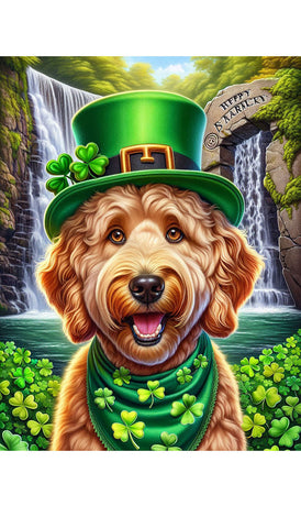 Goldendoodle Apricot - Best of Breed DCR Saint Patricks Day Day Outdoor House and Garden Flag