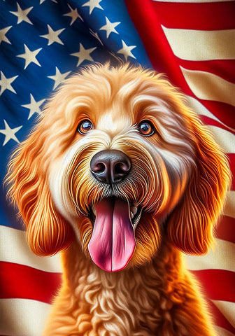 Goldendoodle Apricot - Best of Breed DCR Patriotic III   Outdoor House and Garden Flag