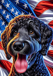 Goldendoodle Black - Best of Breed DCR Patriotic III   Outdoor House and Garden Flag