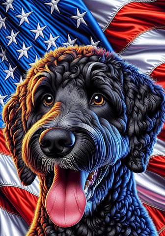 Goldendoodle Black - Best of Breed DCR Patriotic III   Outdoor House and Garden Flag