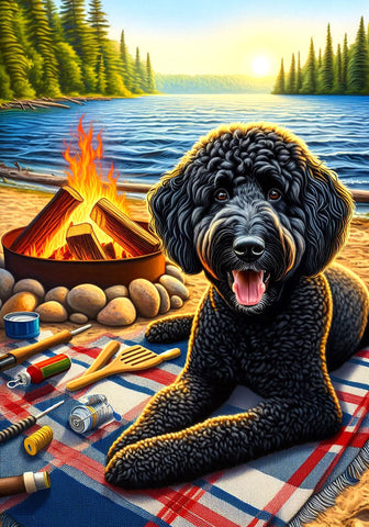 Goldendoodle Black - Best of Breed DCR Summer Camping   Outdoor House and Garden Flag