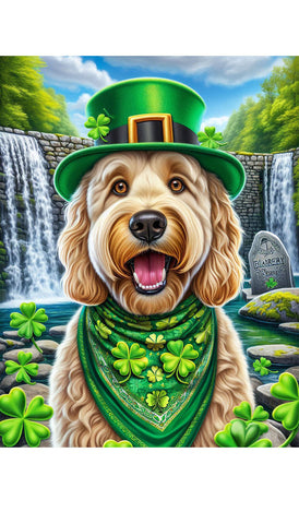 Goldendoodle Blonde - Best of Breed DCR Saint Patricks Day Day Outdoor House and Garden Flag