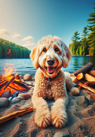 Goldendoodle Blonde - Best of Breed DCR Summer Camping   Outdoor House and Garden Flag