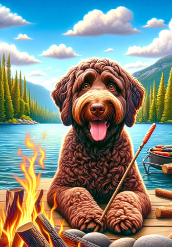 Goldendoodle Chocolate - Best of Breed DCR Summer Camping   Outdoor House and Garden Flag