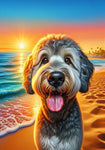 Goldendoodle Grey - Best of Breed DCR Summer Sunset Outdoor House and Garden Flag