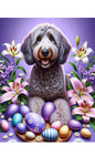 Goldendoodle Grey - Best of Breed DCR Easter Holiday    Outdoor House and Garden Flag