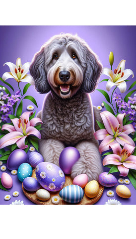 Goldendoodle Grey - Best of Breed DCR Easter Holiday    Outdoor House and Garden Flag