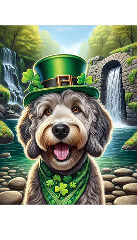 Goldendoodle Grey - Best of Breed DCR Saint Patricks Day Day Outdoor House and Garden Flag