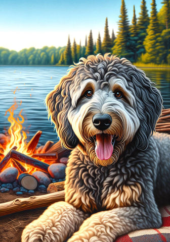 Goldendoodle Grey - Best of Breed DCR Summer Camping   Outdoor House and Garden Flag