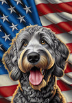 Goldendoodle Grey - Best of Breed DCR Patriotic III   Outdoor House and Garden Flag