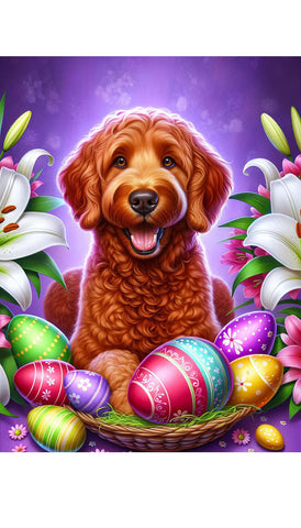 Goldendoodle Red - Best of Breed DCR Easter Holiday    Outdoor House and Garden Flag