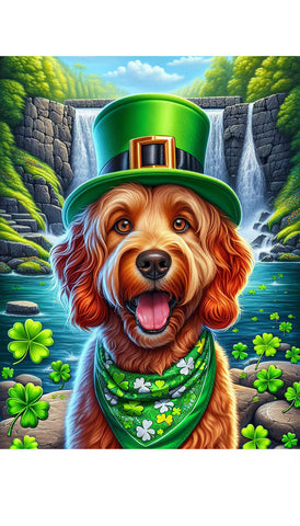 Goldendoodle Red - Best of Breed DCR Saint Patricks Day Day Outdoor House and Garden Flag