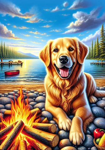 Golden Retriever - Best of Breed DCR Summer Camping   Outdoor House and Garden Flag