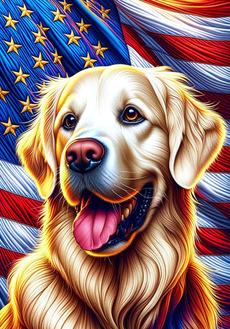 Golden Retriever Blonde - Best of Breed DCR Patriotic III   Outdoor House and Garden Flag