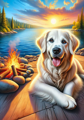 Golden Retriever Blonde - Best of Breed DCR Summer Camping   Outdoor House and Garden Flag