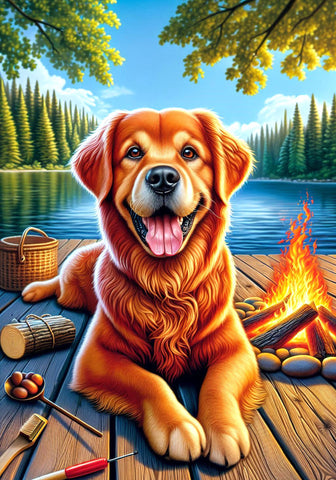 Golden Retriever Red - Best of Breed DCR Summer Camping   Outdoor House and Garden Flag