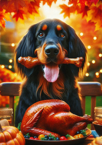 Gordon Setter - Best of Breed DCR Thanksgiving Outdoor House and Garden Flag