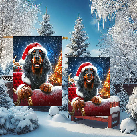 Gordon Setter - Best of Breed DCR Christmas Outdoor House and Garden Flag