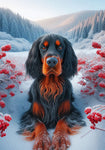 Gordon Setter - Best of Breed DCR Winter Berries Outdoor House and Garden Flag